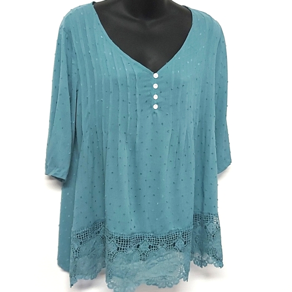 3 for $25- Robin's Egg Blue Blouse. Size small. - Picture 2 of 10
